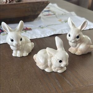 Charming White Ceramic Bunny Figurines